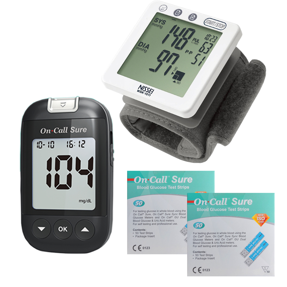 Pachet promo glucometru on call sure 50 teste + tensiometru bratara nissei japonia